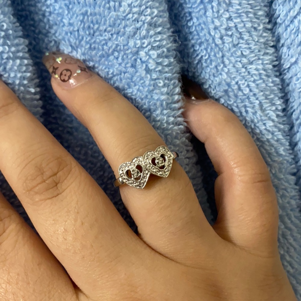 10k double heart ring